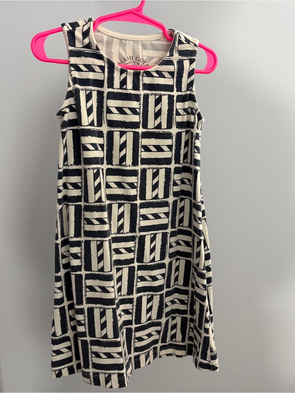 MAHI GOLD Navy & white Geometric A-Line Dress